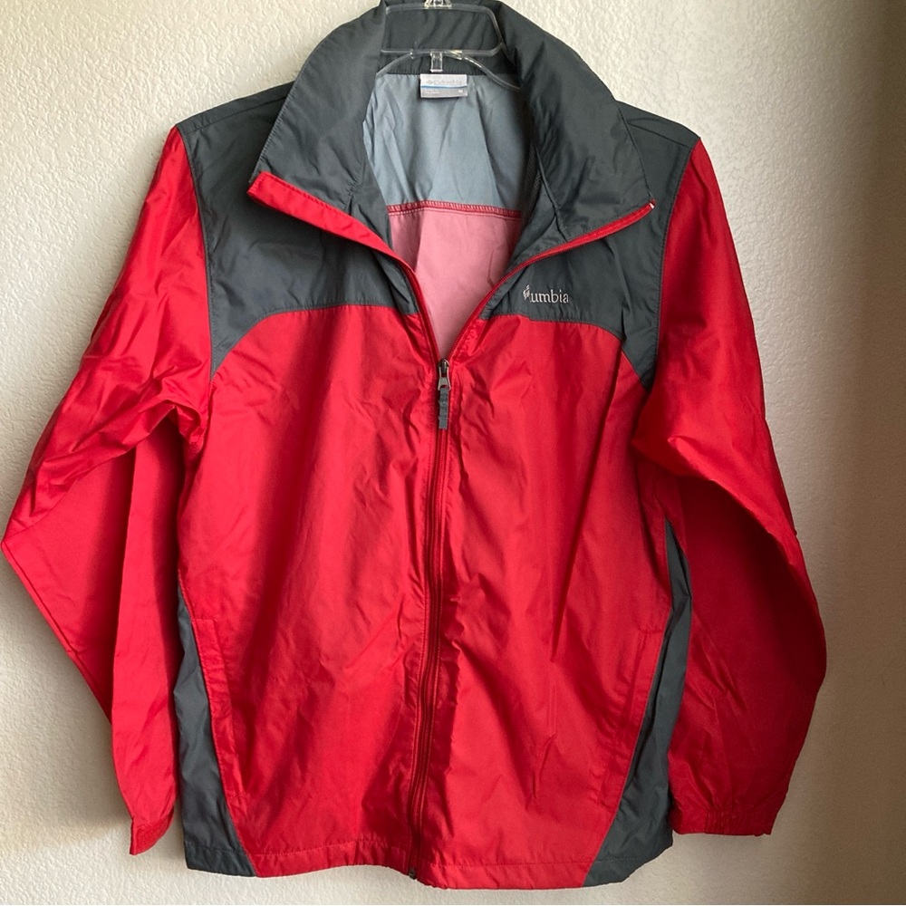 COLUMBIA rain jacket red and gray